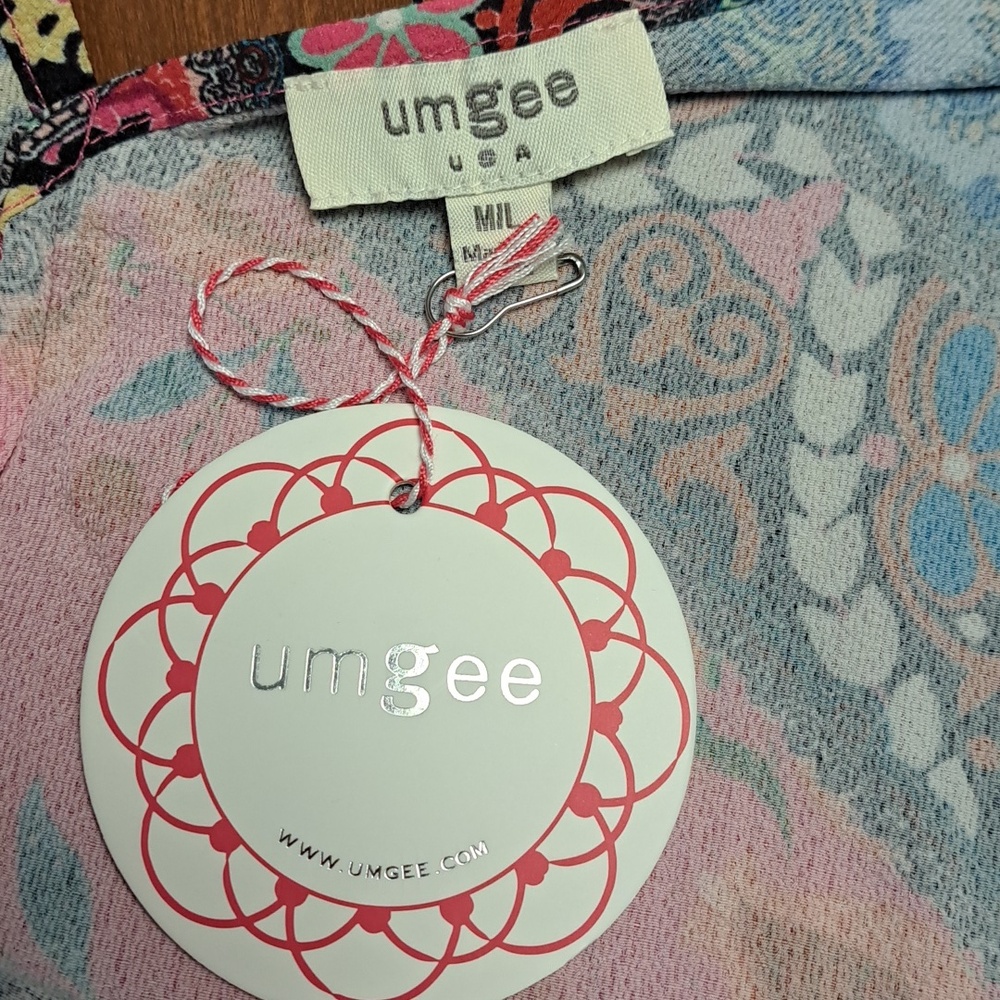 Umgee Vibrant Pink Paisley Patchwork Tie-Neck Coverup - Picture 7 of 7